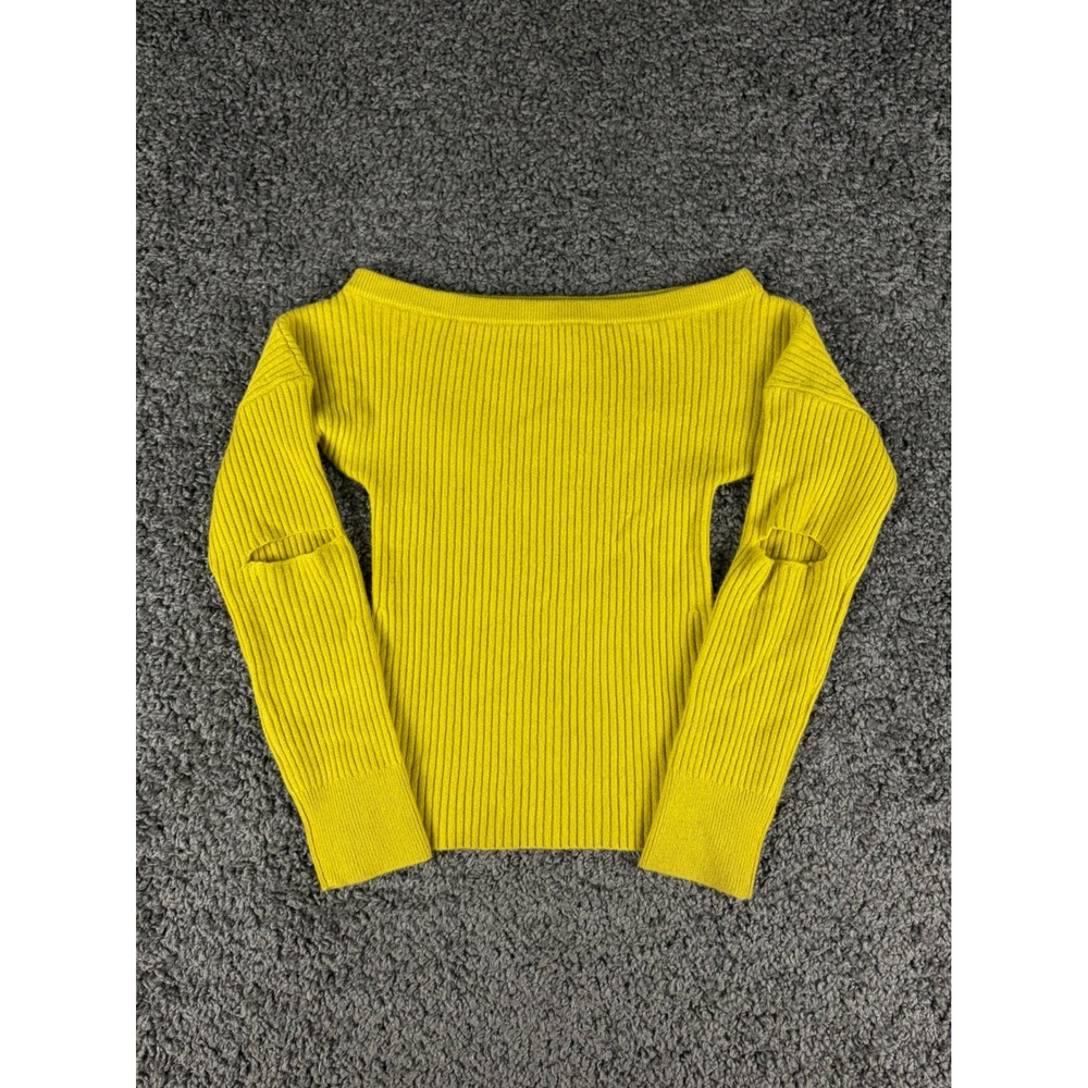 Anthropologie The Cashmere Collection Yellow Ribbed Off Shoulder Sweater XS